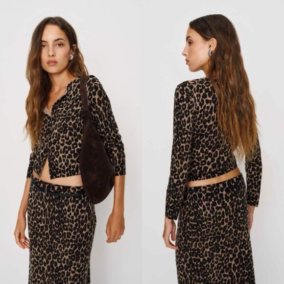 Reformation Sweaters - REFORMATION NWT Bernadette Crew Cardigan in Leopard XS